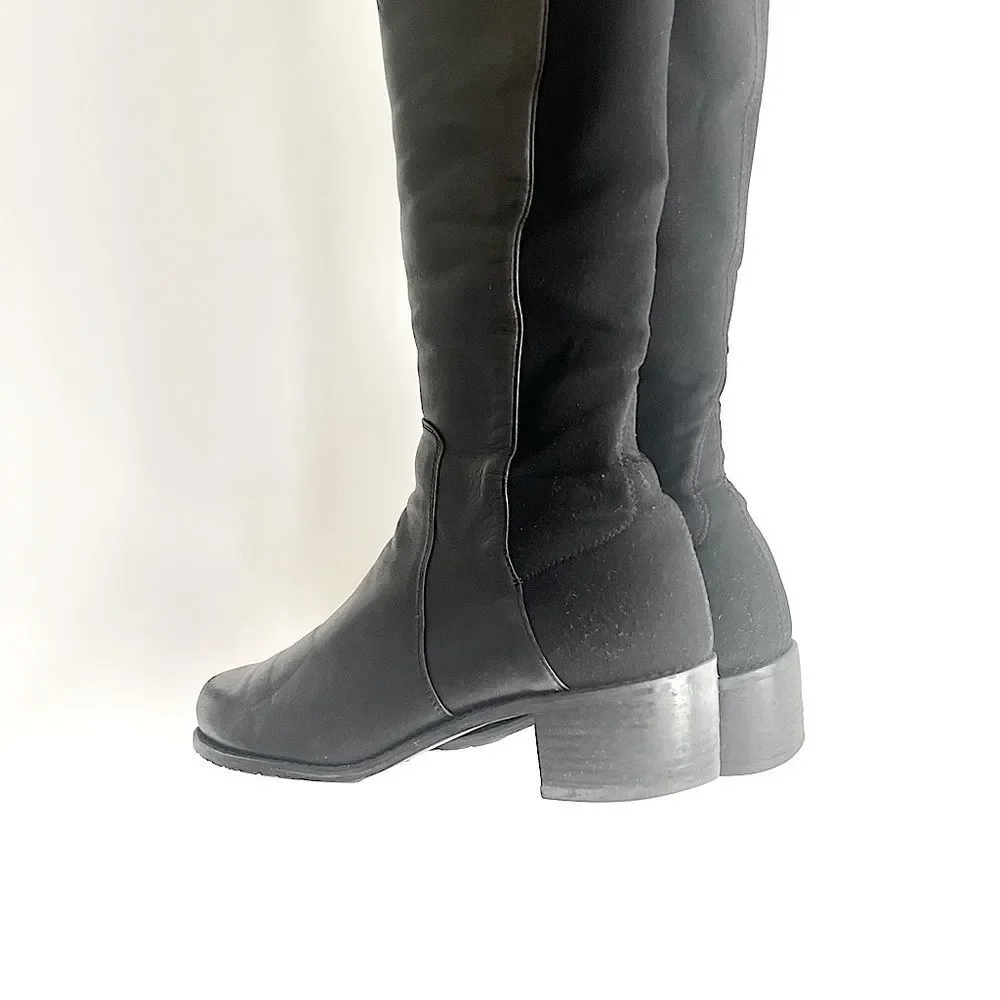 Stuart Weitzman's '5050' Boots Black Nappa Leather Size 7 M